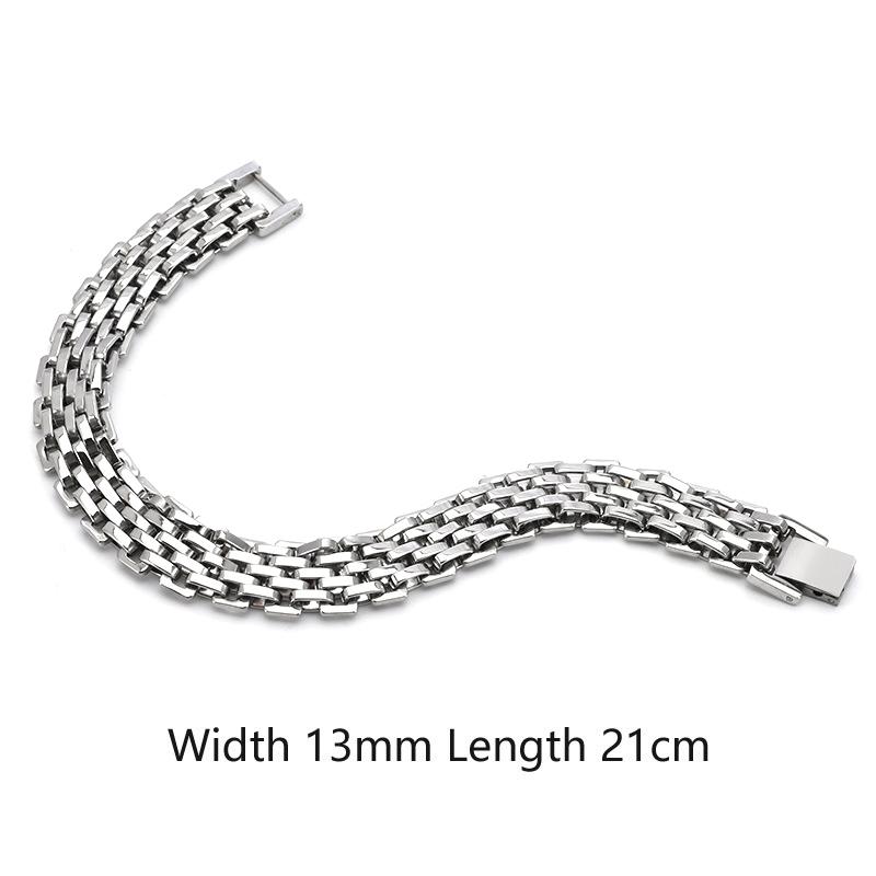 

Браслет-цепочка в форме ремешка для часов для мужчин, подростков, мальчиков, браслет-цепочка, серебряный цвет, браслет из нержавеющей стали