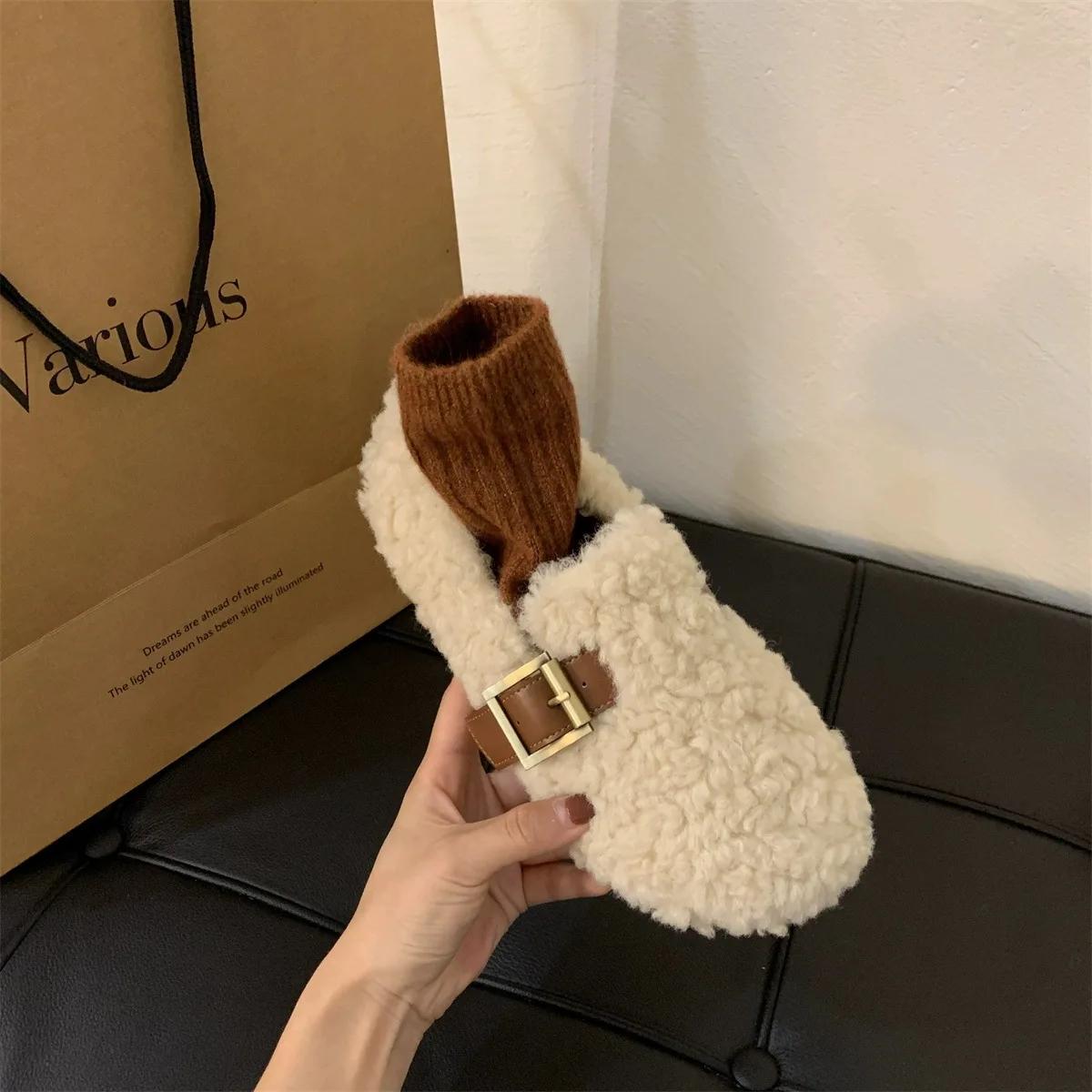 

Меховые туфли на плоской подошве женские мокасины зимние короткие плюшевые теплые хлопковые туфли новые трендовые дизайнерские повседневные прогулочные туфли женские Мэри Джейн 35 белый
