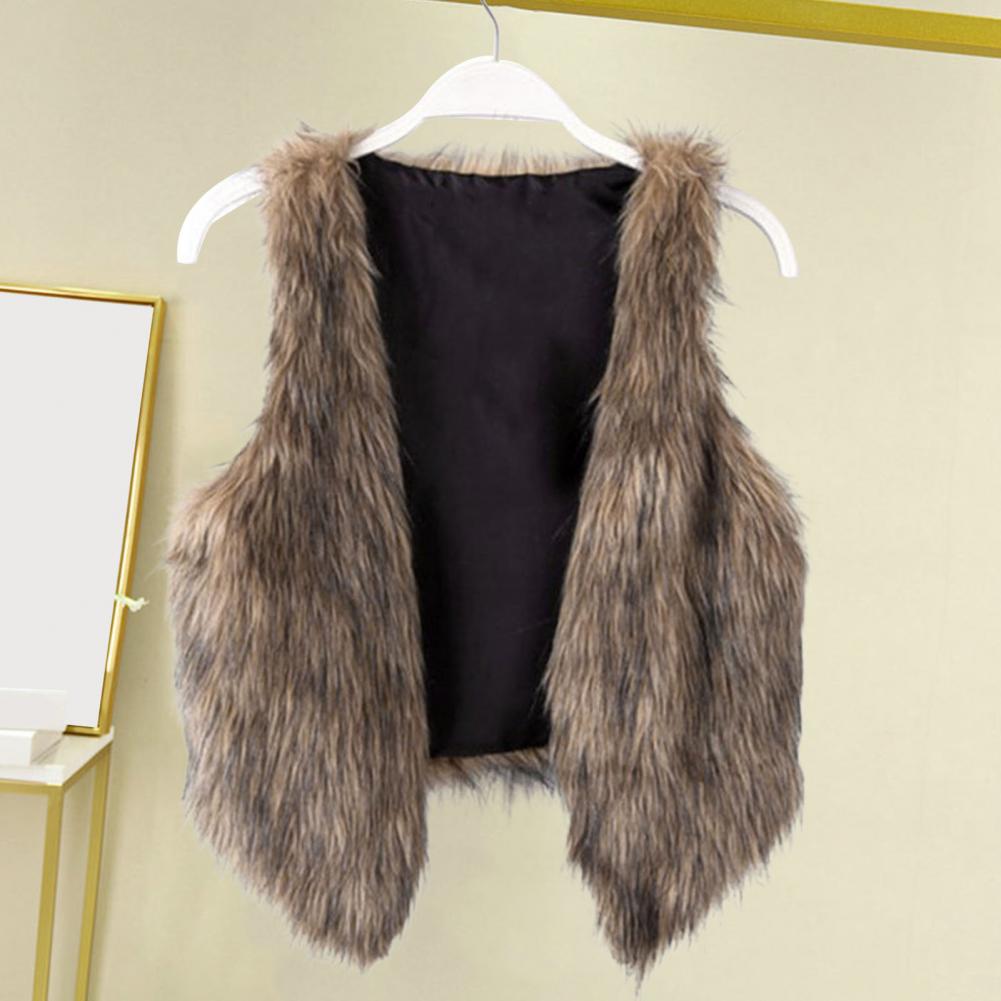 Women Vest Artificial Fur Vest Stylish Women's Faux Artificial Leather Fur Sleeveless Vest Cozy V Neck Waistcoat for Fall Winter Fashion