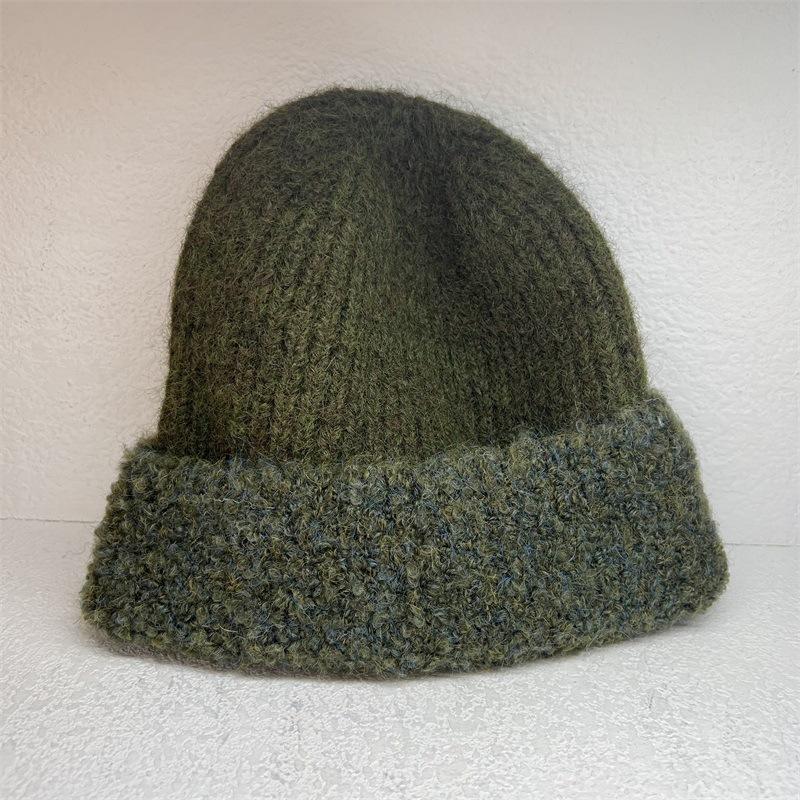 

Большая версия шерстяная шапка из смесовой шерсти женская зимняя модная теплая контрастного цвета подчеркивающая лицо маленькая шапка-пуловер от холода M（56-58cm）