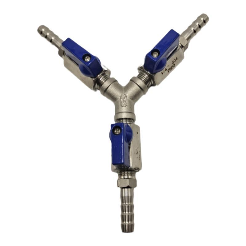 Brass Push-to-Connect Ball Valve Reducing Tee for Water Pipes (Sizes: 6/8/10/12/14/16mm)