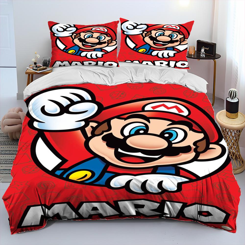 Set Biancheria da Letto Copripiumino Cartone Animato Mario Stile Retro 23 Set Letto Copripiumino Federa Set Biancheria da Letto Matrimoniale Regalo per Adulti Bambini