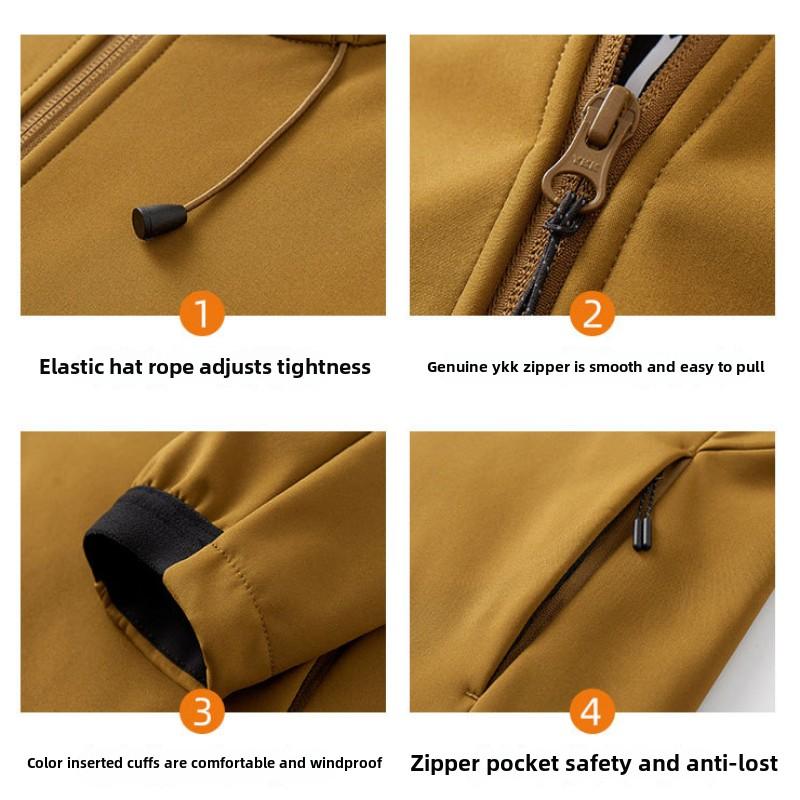 Women's Softshell Jacket Lightweight Fleece Lined Waterproof Coats Rain Jacket with Hood for Outdoor Hiking