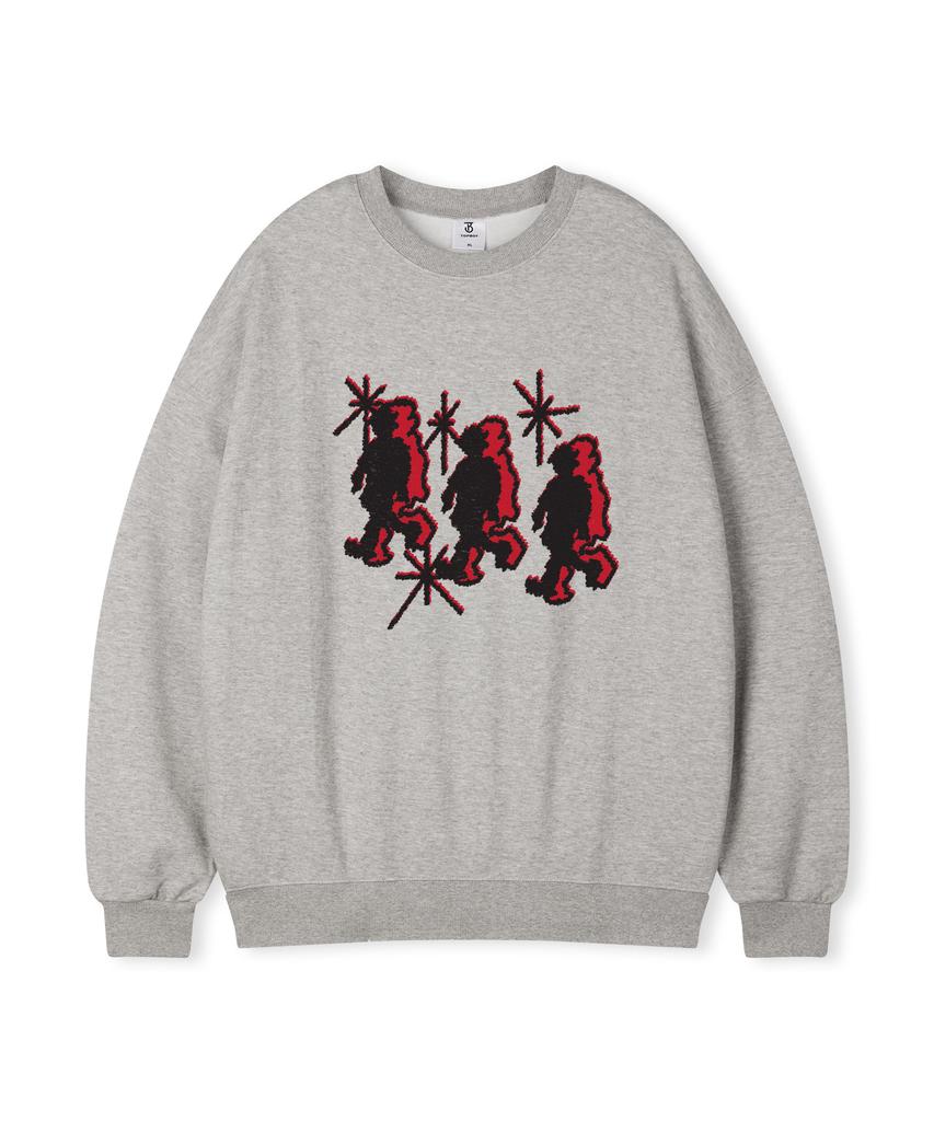 TOPBOY Running Crew Oversized Fleece-Lined Printed Sweatshirt