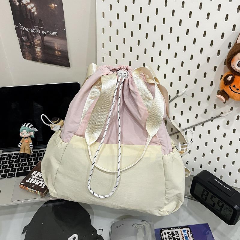 

Multifunctional backpack girls new contrasting color lightweight bundle bag leisure sports college backpack розовый