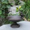 Retro Petal Bird Feeder Basin Cast Iron Bird Food Dispenser Art Statue  Bird Raising Tool