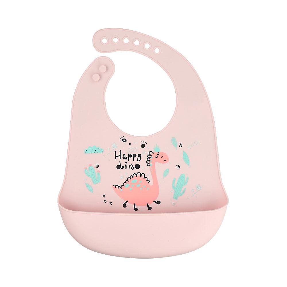 Silicone World 1PC Waterproof Bibs Baby Kids Stuff Cute Cartoon Printed Kids Bib Adjustable Soft Silicone Bib Baby Feeding Stuff