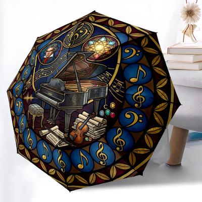 Musicians Sanctuary Pattern Umbrella, Portable and Foldable Design, 8 Ribs, a Casual Accessory for Halloween, Christmas, and Birthday Gifts.