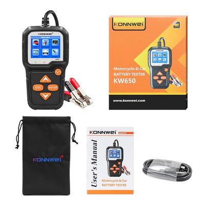 KW650 Motocyklový tester autobaterií 6V 12V Auto Battery Analyzer Tester nabíjení motokrosových motorek