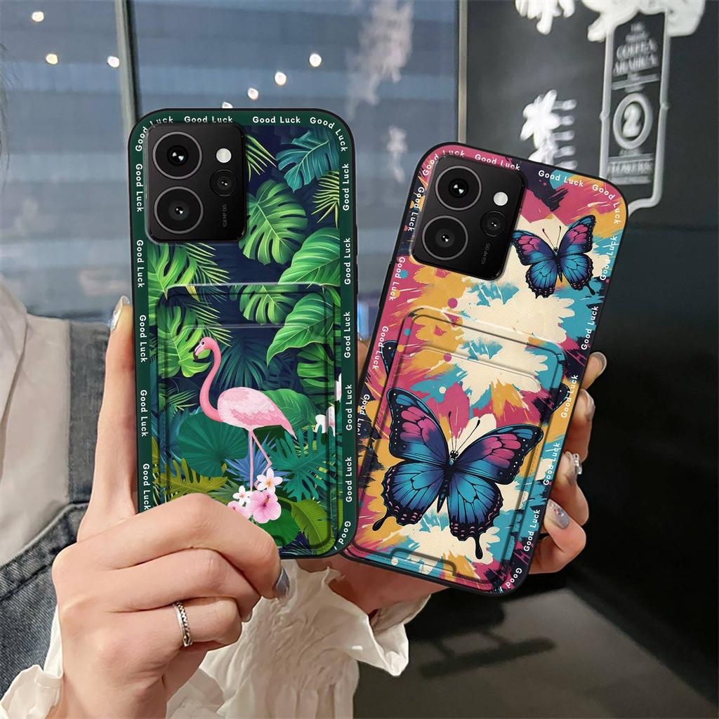 Dirt-resistant Back Cover Phone Case For Nokia HMD Skyline Card Slot Soft Case Cute Protective Cover Waterproof Graffiti