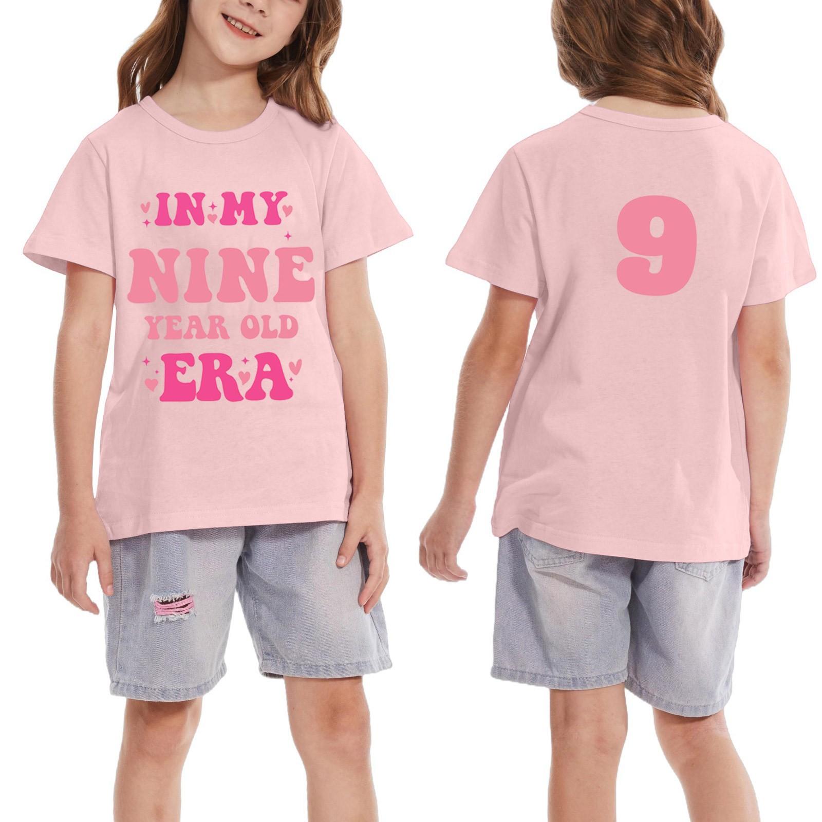 

Рубашка для малышей, девочек и мальчиков, футболки на день рождения, детские рубашки 9 лет 140 розовый