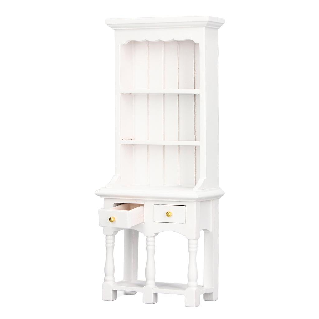 Dollhouse Bookcase 1:12 Exquisite Retro Birch Mini Double Drawer Cabinet Model Dollhouse Furniture Decoration