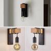 Retro Wooden Wall Light Vintage Industrial Wall Sconce Light Indoor Rustic Wall Lighting Fixture for Living Room Stair Hallway