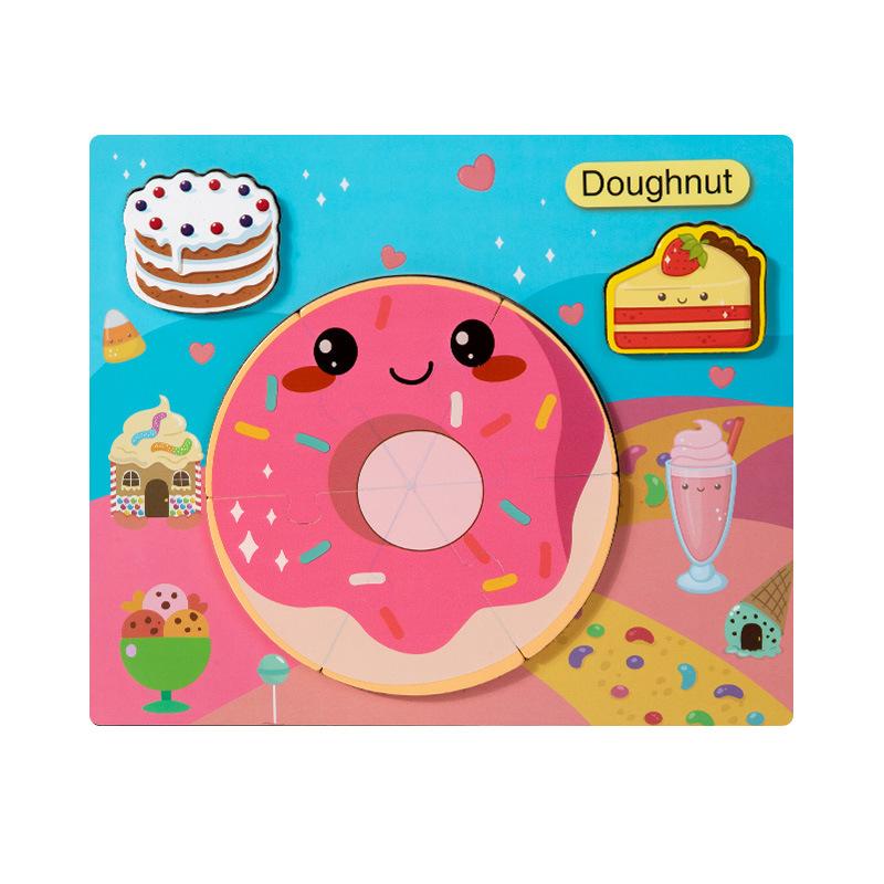 Kognitive 3D dreidimensionale Puzzle-Spielzeuge für Kinder 0-3 Jahre, frühpädagogische Lernpuzzle aus Holz