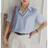 Korean Style Commuting Loose Short-sleeved Shirt for Women Summer Thin Design Versatile Shirt