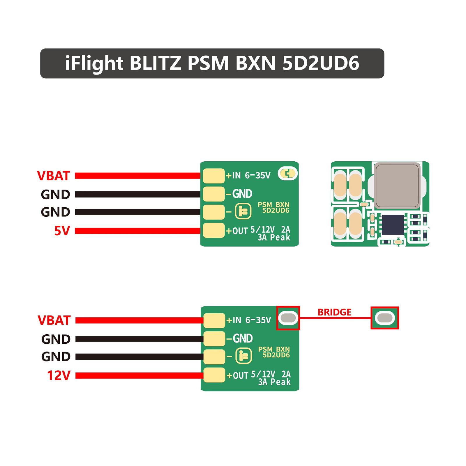 

PSM BXN 5D2UD6 5V/2A 12V/3A 2-8S BEC для дистанційних мультироторних літаків FPV Racing Drones Модуль регулятора напруги