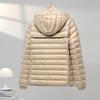 Womens Detachable Sleeve Hooded Waist-Cinched Lightweight Duck Down Jacket Winter Vest Outerwear