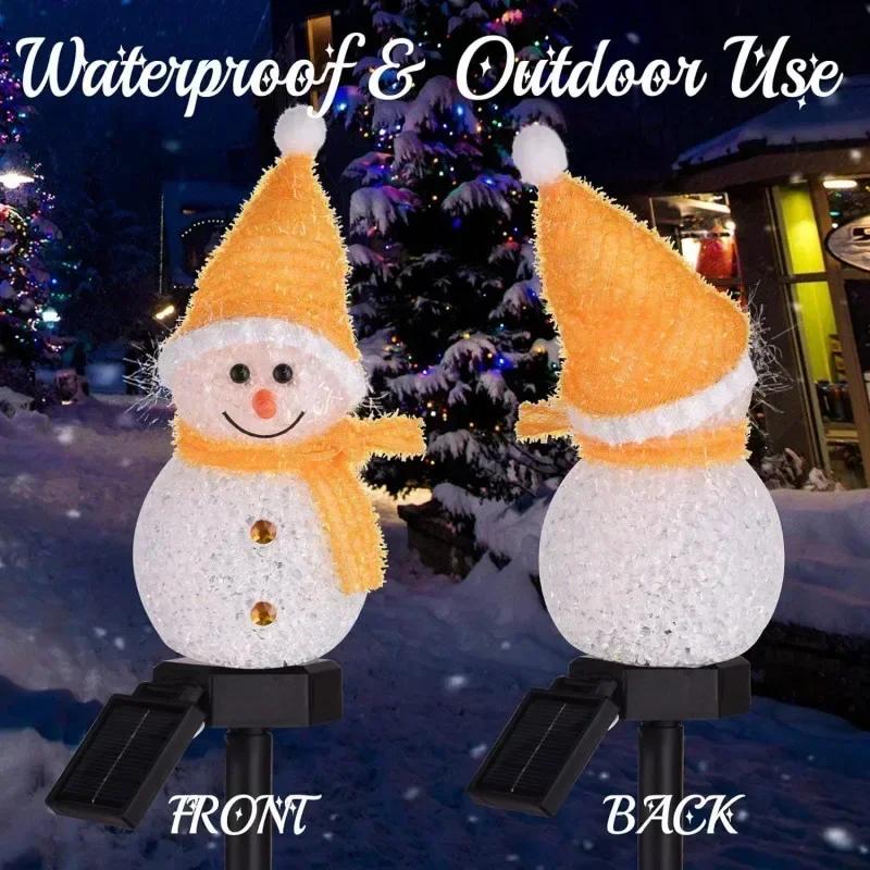 LED Snowman Solar Garden Light Outdoor Ground Stake Light Solar Powered Xmas Pathway Lights For Christmas Lawn Yard Decoration