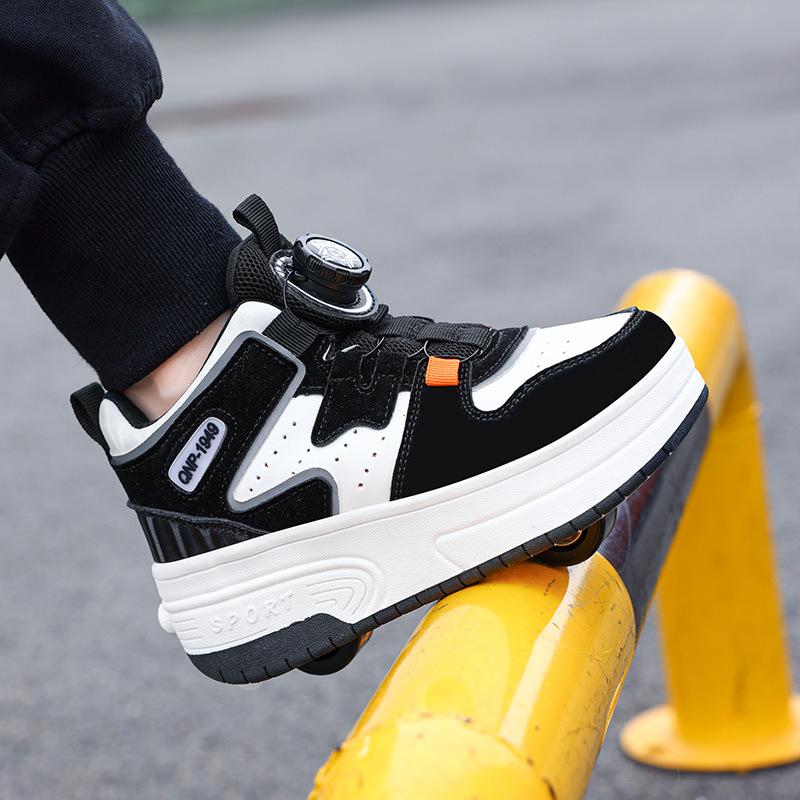 

2025 autumn and winter students in the gang runaway shoes waterproof leather double wheel runaway shoes children s sports shoes 40 inner length 25.7cm