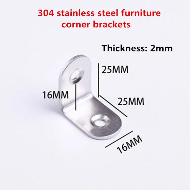 5pcs Stainlesss Steel L-shaped Corner Code 90 Degree Right Angle Bracket Furniture Stable Connector Accessories 20-50mm