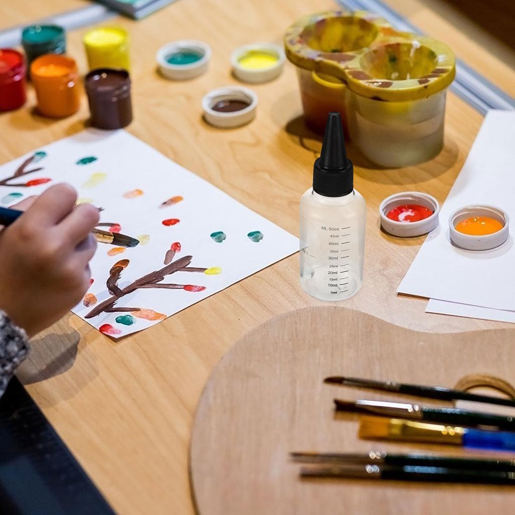 5Pcs Transparent Mixing Bottles with Measurement Scale Squeezable Paint Dispenser Fine Tip Applicator Bottle for DIY Crafting