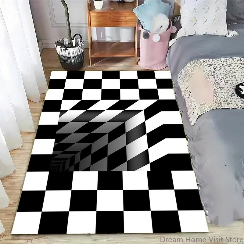 3D Vortex Illusion Area Carpet Rug for Living Room Decor Bedroom  Abstract Geometric Optical Vertigo Carpet Non-slip Floor Mat