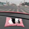 Yousheng Simulation Sleeping Cat Decoration with Plaid Mat Odor Removal Bamboo Charcoal Plush Kitten Stuffed Animal Doll Home Office Desktop Car