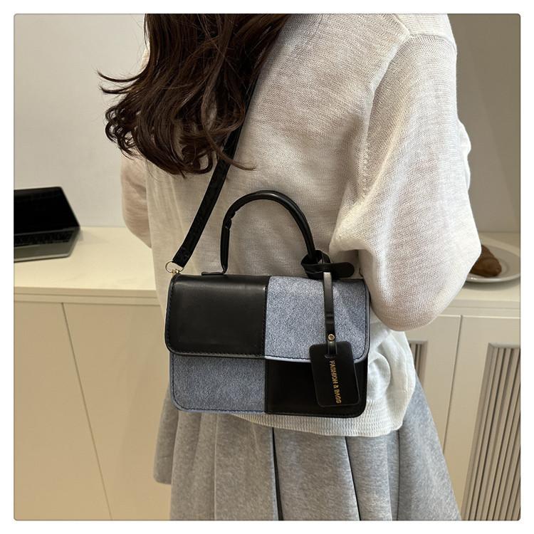 Fashion Splicing Texture Small Square Bag for Women Trendy Shoulder Crossbody Handbag KTB