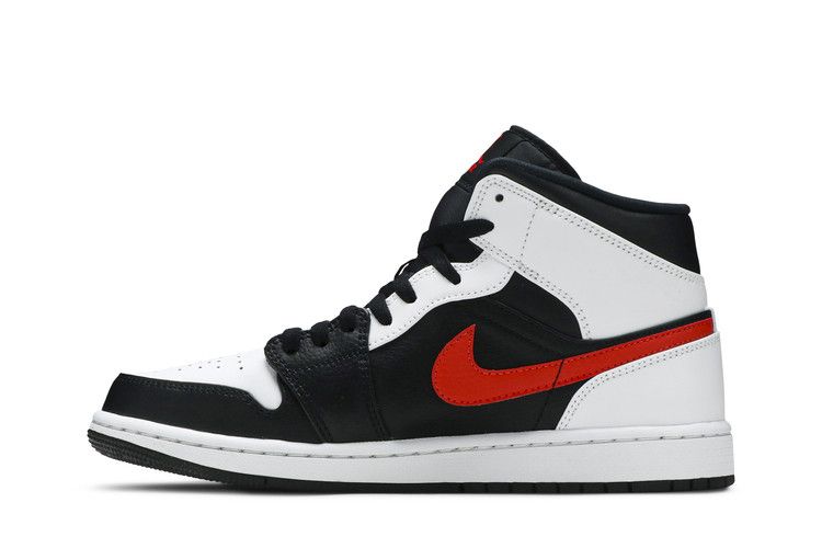 Jordan 1 Mid Black Chile Red White Men's Sneakers