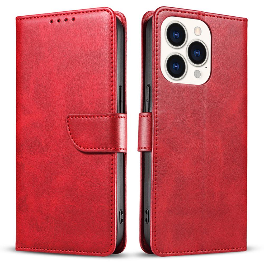 For iPhone 16 Pro Max Case Calf Texture Magnetic Clasp Wallet PU Leather Phone Cover