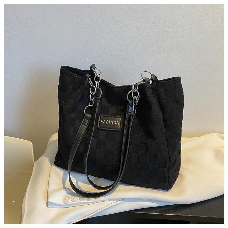 Plaid Large-capacity Bag Women's 2025 New Casual Shoulder Bag Simple Tote Bag