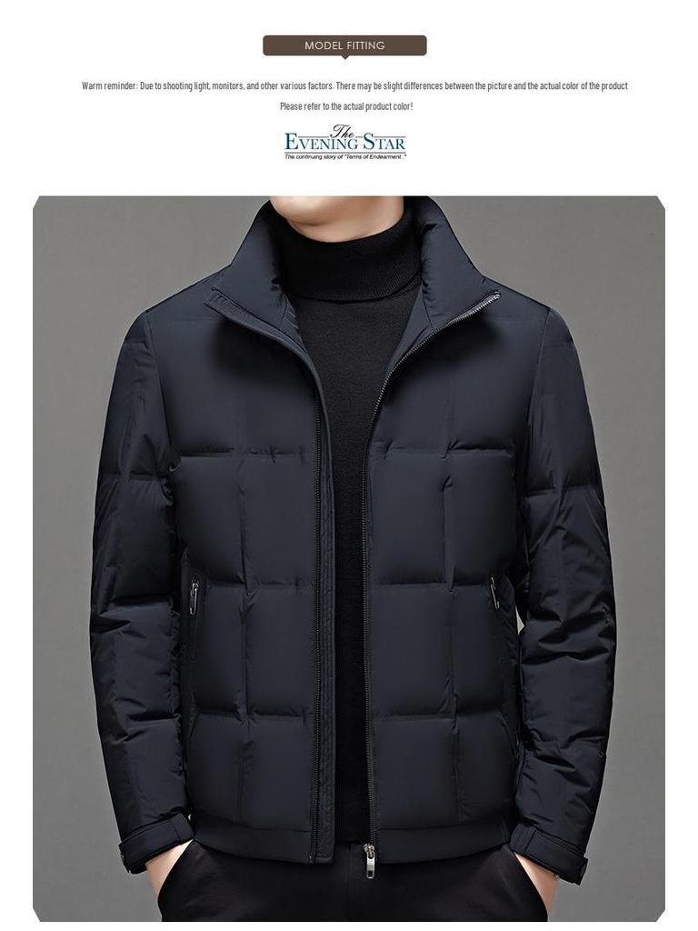 Men's Fashionable Stand-up Collar Down Jacket - 2025 Autumn/Winter Collection, Warm & Casual for Middle-aged & Young Adults.