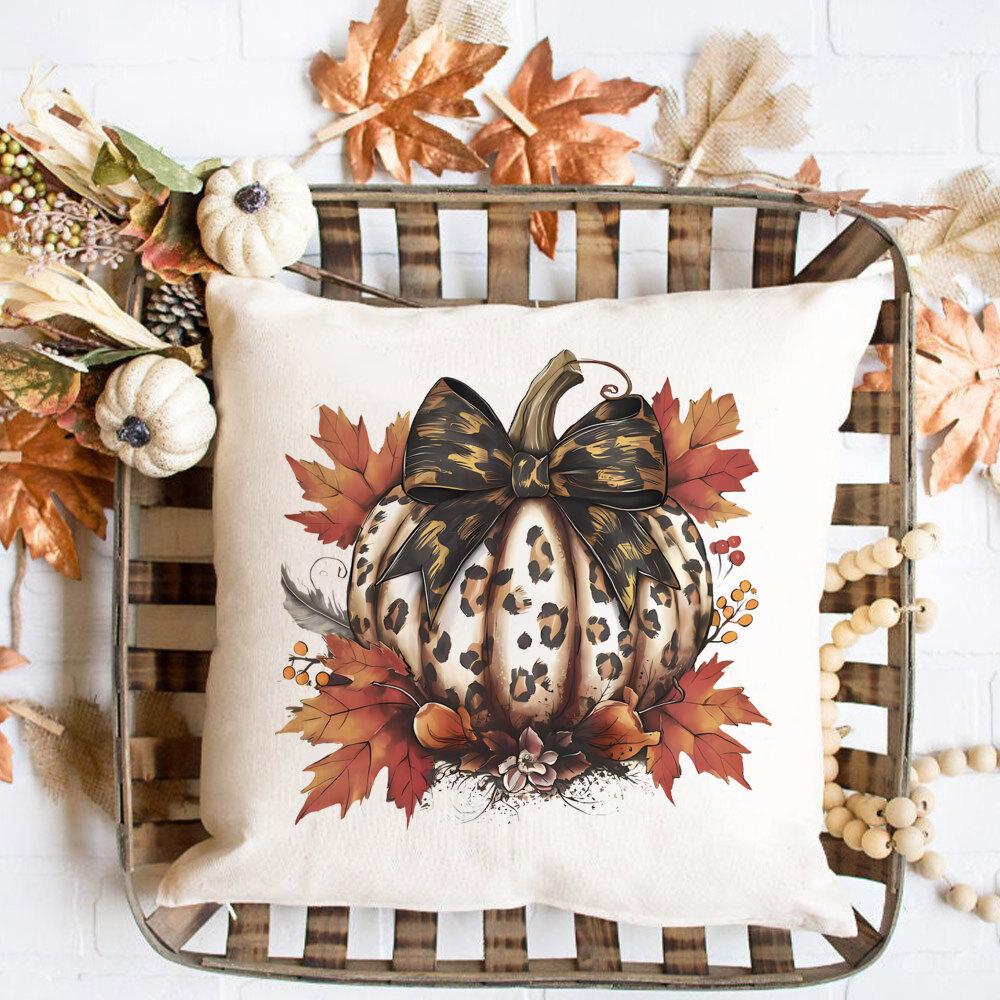 Наволочка с рисунком индейки и тыквы осенний декор для вечеринки наволочка для подушки на осенний праздник подарок на День благодарения M 559₽