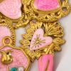 2pcs Stainless Steel Charms Retro Pink Enamel Rose Flower Heart Necklace Charm for DIY Earring Jewelry Making Pendant Supplies