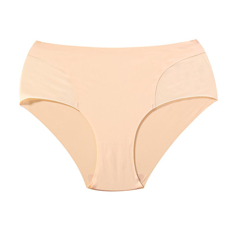 CINOON Women's Sexy Mid-rise Briefs Ice Silk Mesh Spliced Underpant Solid Color Seamless Breathable Underwear