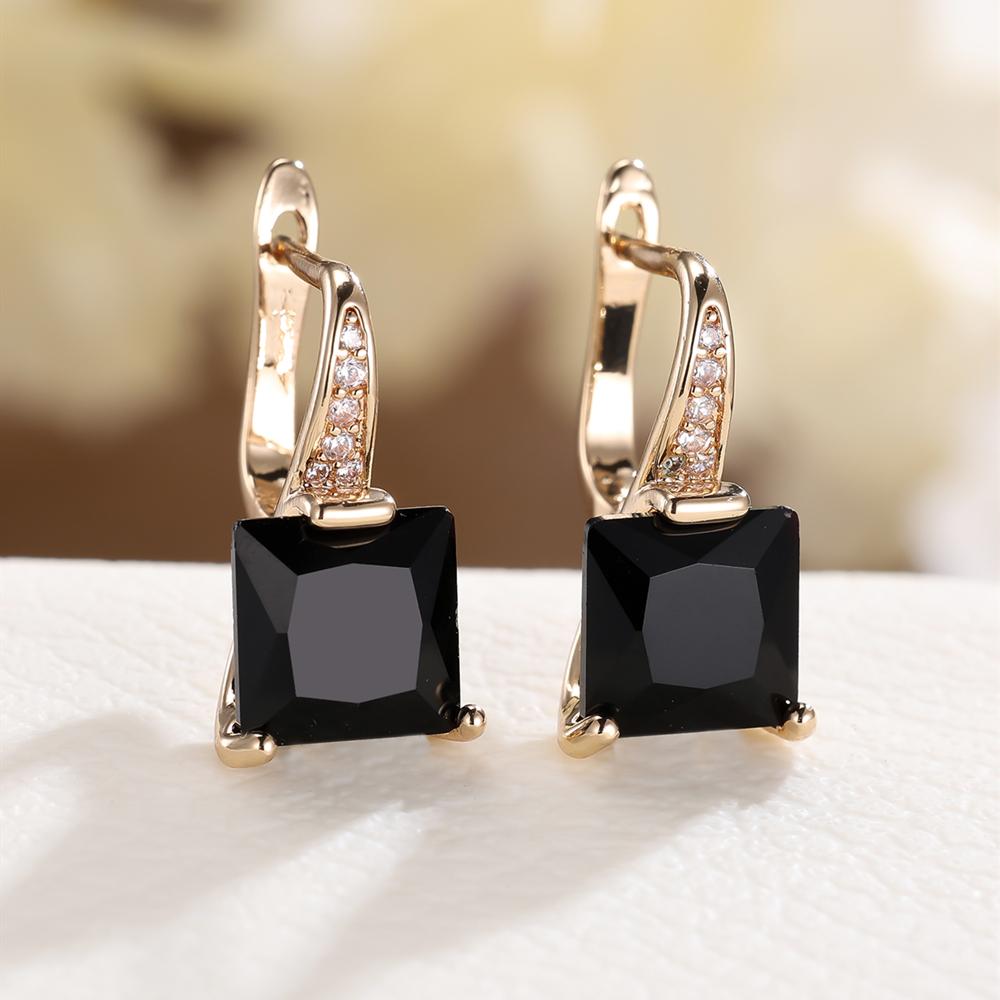 

Квадратные синие радужные серьги-подвески с цирконами CZ для женщин, модные серьги-капли золотого цвета, повседневные изящные украшения чёрный