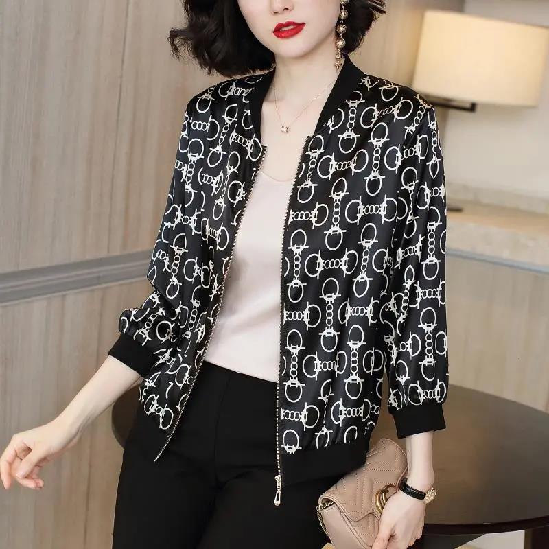 Women's Long Sleeve Chiffon Zipper Jacket - Loose, Lightweight Cardigan for Spring and Autumn 2025, Ideal for Summer Sun Protection.