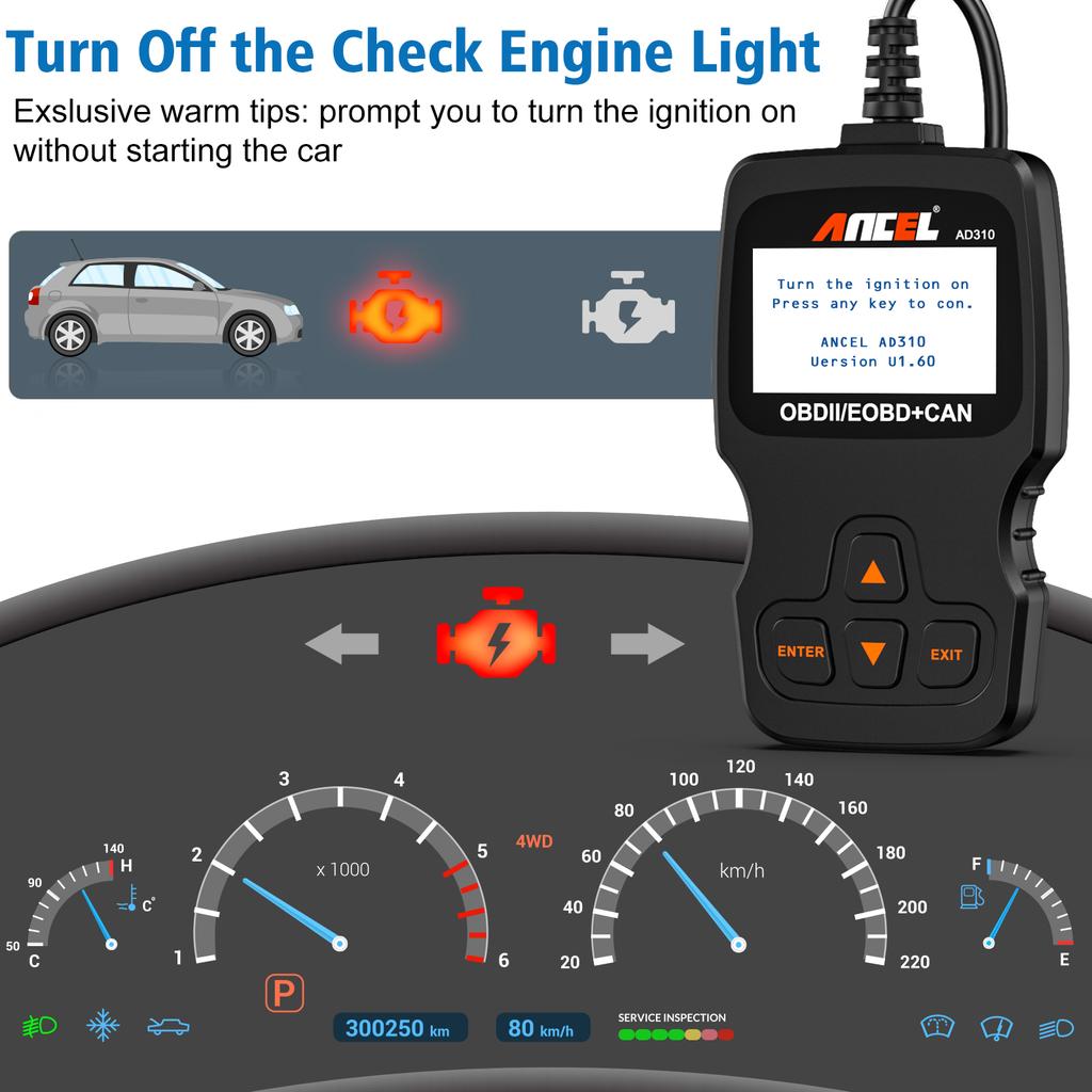 Ancel AD310 Car Full OBD2 Diagnostic Tools OBD 2 Automotive Professional Code Reader Scanner Check Engine Auto OBD Ll Scanner