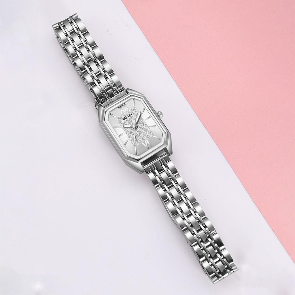 1/2PCS Fashion Women Watches Luxury Alloy Band Rectangle Quartz Watch for Women Clock Gift Reloj Mujer
