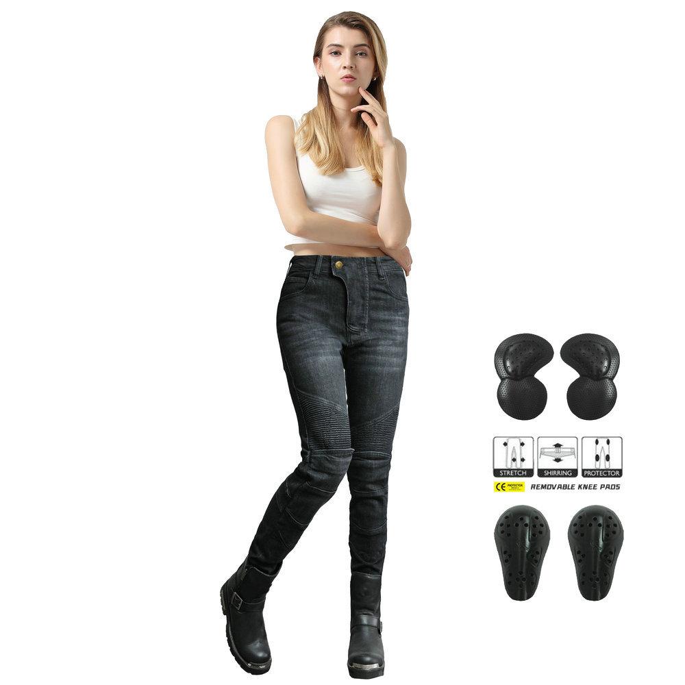 Motorcycle Jeans Women's Rider Motorcycle Riding Pants Vintage Anti-fall Pants Elongated Protectors