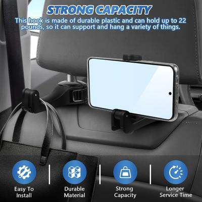 2Pcs Car-mounted Multi-functional Mobile Phone Holder Creative Rear Seat Headrest Hook Lock Buckle Style Car Phone Stand