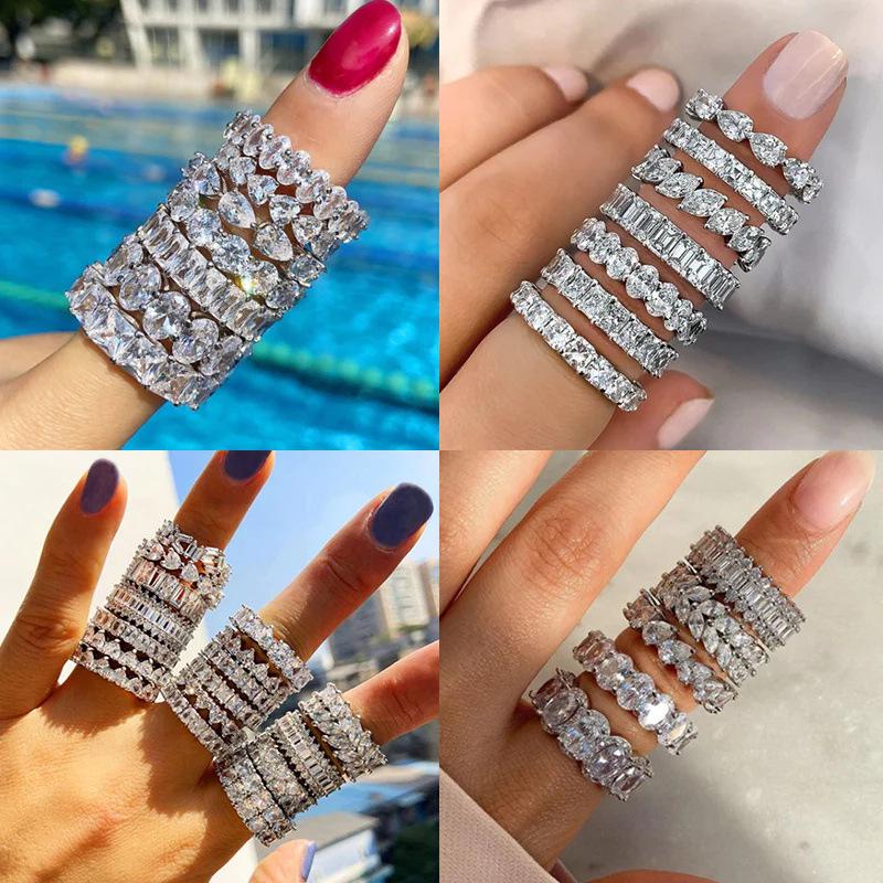 RAKOL Eleganter Luxus Kupfer Zirkon Braut Hochzeits Verlobungsring für Frauen