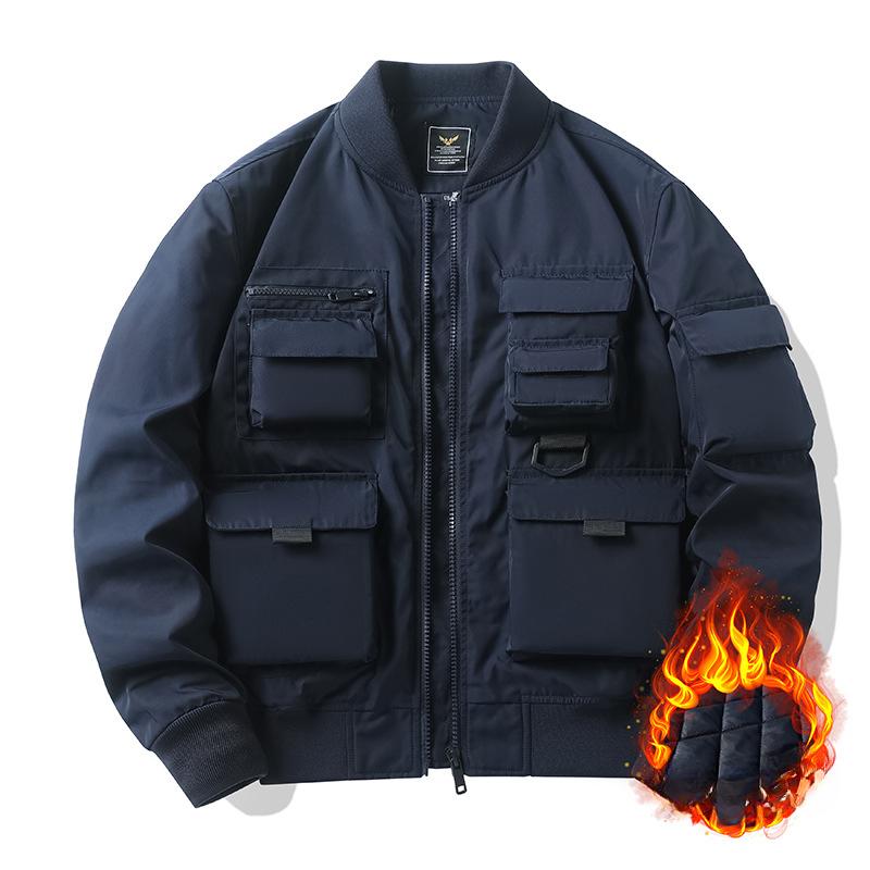 Куртка-бомбер мужская ретро бейсбольная форма многокарманная рабочая куртка — фото 6