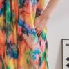 DIMANAF 2025 Women Plus Size Summer Dress V-Neck Casual Floral Dress Basic Vintage Loose Long Dress