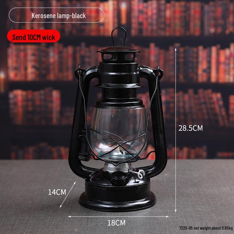 Vintage Wrought Iron Kerosene Camping Lantern - Nostalgic, Decorative Cafe Ornaments & Photo Props