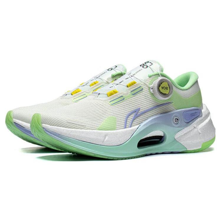 New LiNing Furious Rider 7.0 PRO Anti Slip Wear Resistant Low Top Running Shoes Women's Green White Blue ARZT002-4
