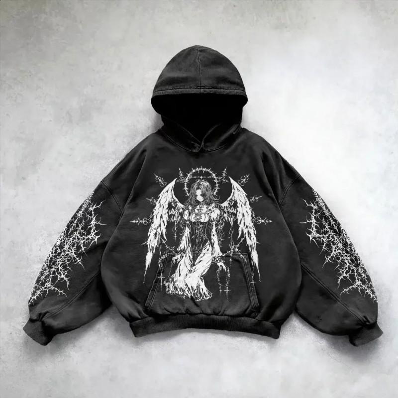 Washed Hooded Sweatshirt Unisex Oversized Long Sleeve Pullover Winter Streetwear Casual Wear