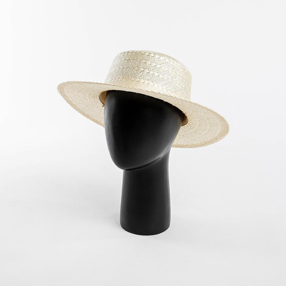 Spring and Summer New Elegant Hand-woven Retro Rhombus Pattern Sisal Flat Top Straw Hat Outdoor Sunscreen Shading Internet Celebrity Straw Hat