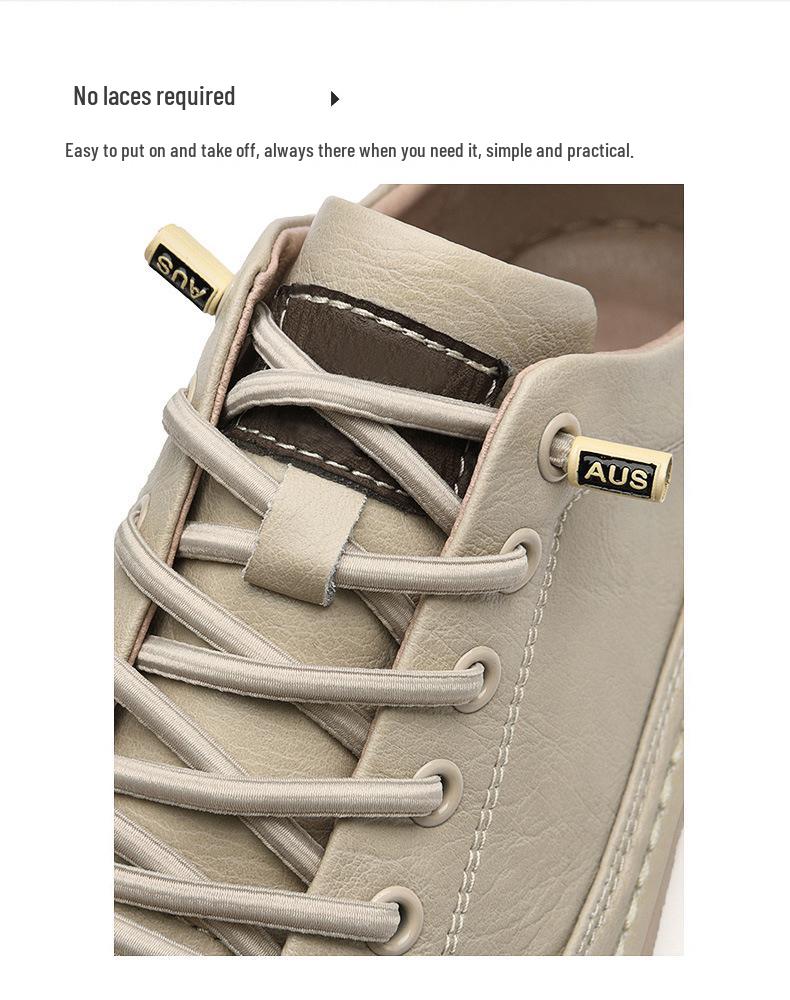 Men's Cowhide Retro Lace-up Summer Board Shoes - Breathable, Trendy, Casual