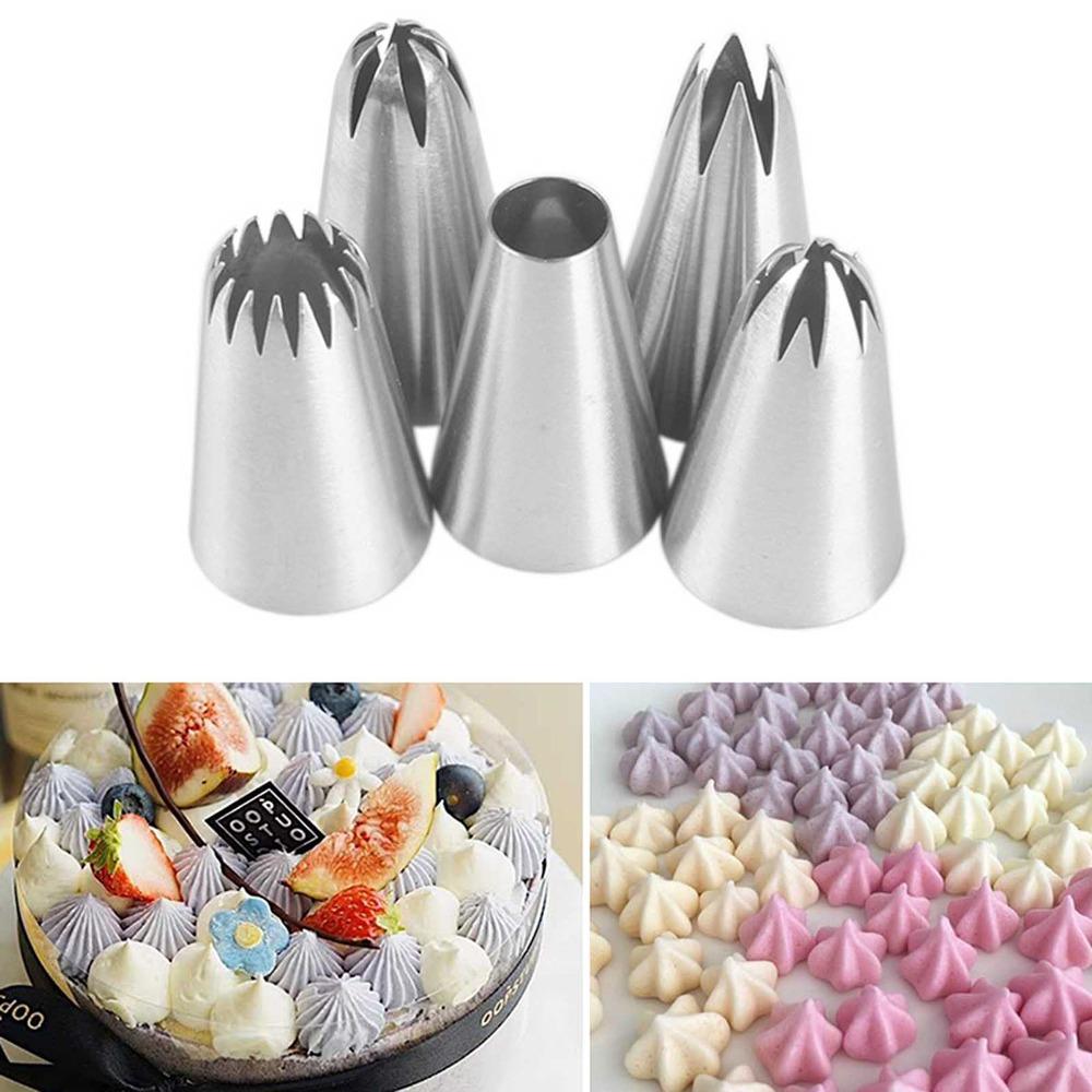 5PCS Assorted Shapes Pastry Icing Nozzle Stainless Steel Cake Decorating Tip  DIY Pastry Art